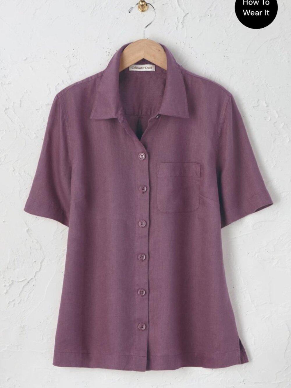 Coldwater Creek Linen Camp Shirt Womens Sz PL Casual Travel Cruise Short Sleeve